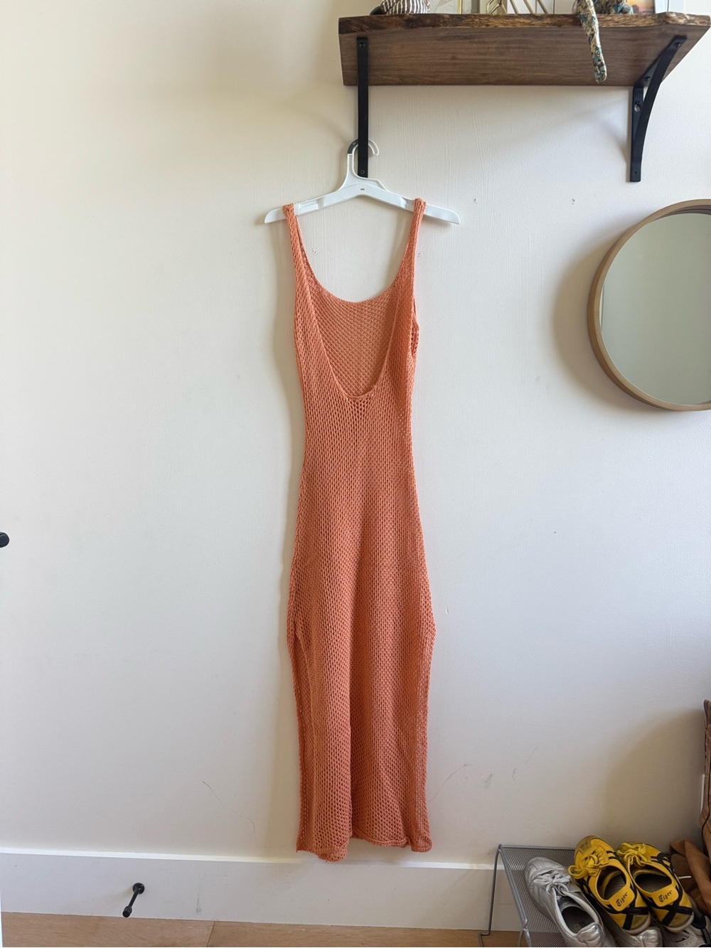 Women's Sleeveless Knit Maxi Dress in Coral - Picture 2 of 5